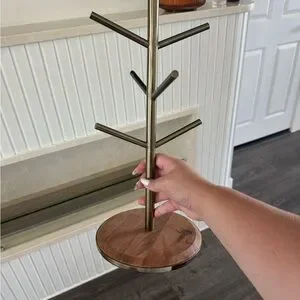 Wood Brass Mug Tree Hearth Hand™ with Magnolia